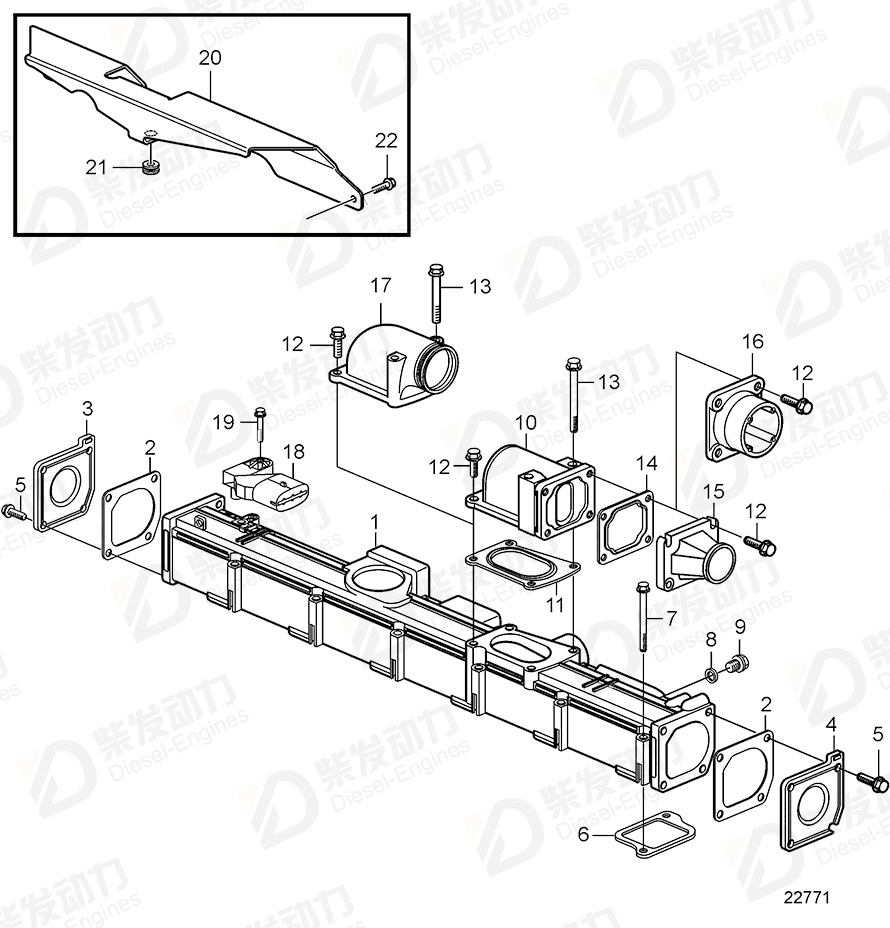 volvo penta Hose nipple 20498528 Drawing volvo penta Hose nipple 20498528 Drawing